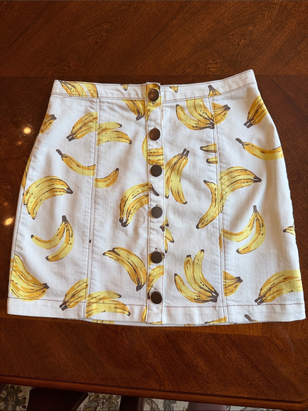 Cooperative White Mini Skirt with Yellow Banana Print